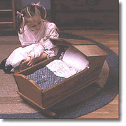 Vintage Doll Cradle- Oak